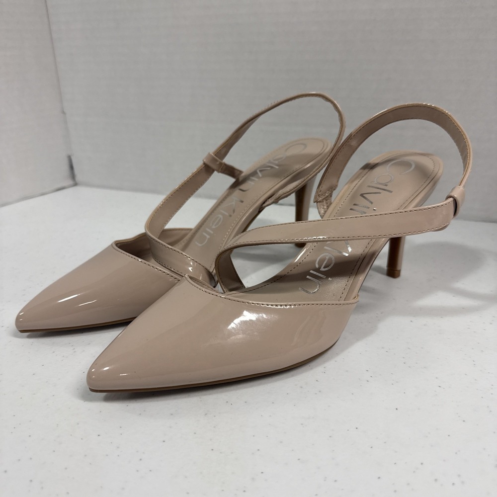 Calvin Klein Greer Nude Beige Pointed Toe Slingback Pumps Heels Size 8M